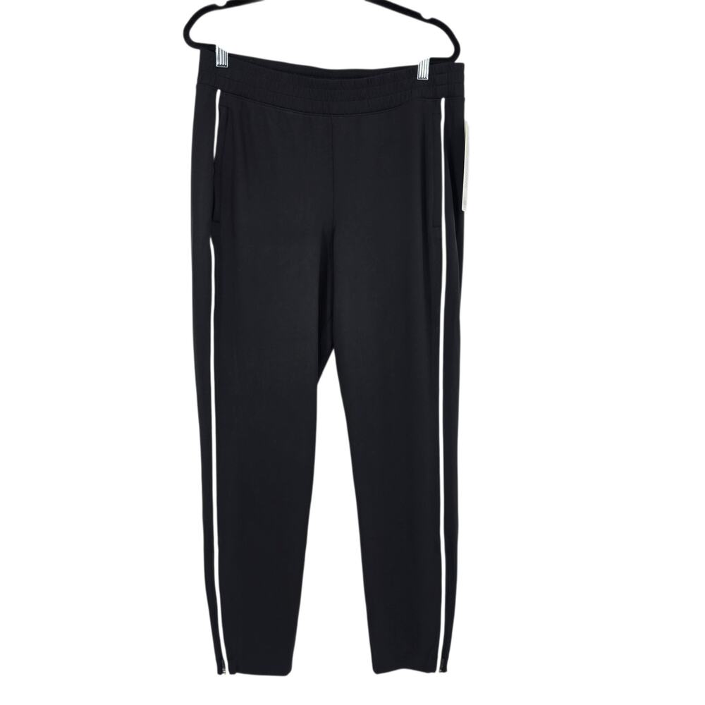 NWT Lululemon Black White Stripe Everlux Slim Fit High Rise Track Pants Size L